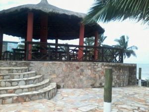 The big summer hut is the site of the Soul Food Café and also doubles for drumming workshops.
